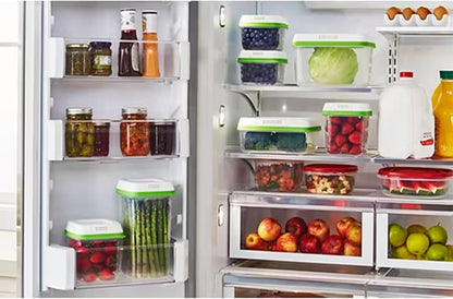 FreshWorks Produce Saver, Medium and Large Storage Containers, 8-Piece Set, Set of 4, Med & Lg, Clear