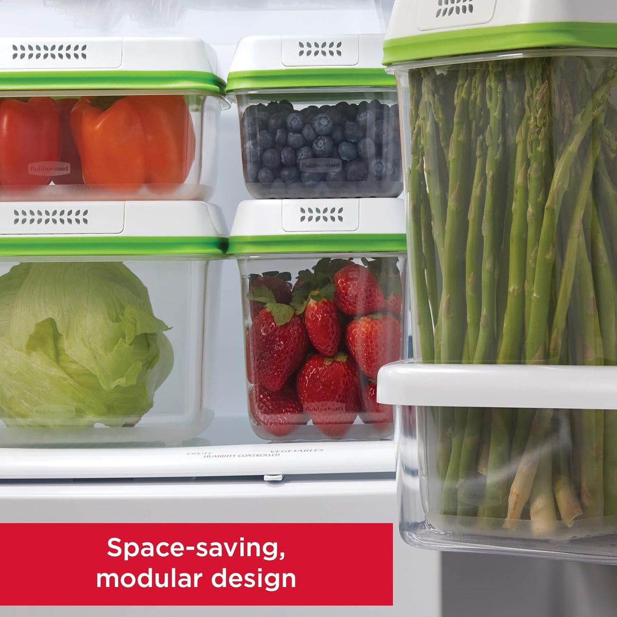 FreshWorks Produce Saver, Medium and Large Storage Containers, 8-Piece Set, Set of 4, Med & Lg, Clear