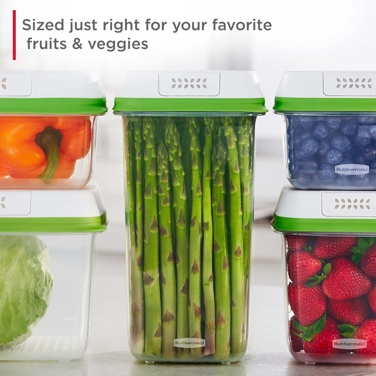 FreshWorks Produce Saver, Medium and Large Storage Containers, 8-Piece Set, Set of 4, Med & Lg, Clear