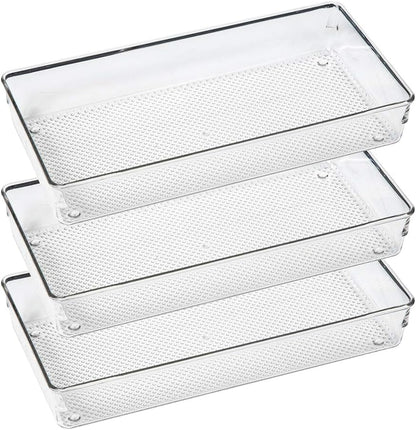 Large Clear Plastic Drawer Organizer Tray Cutlery Utensil Makeups Drawer Organizers 12" X 6"