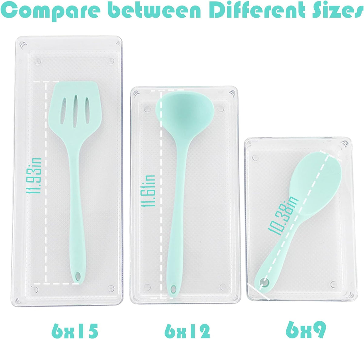 Large Clear Plastic Drawer Organizer Tray Cutlery Utensil Makeups Drawer Organizers 12" X 6"