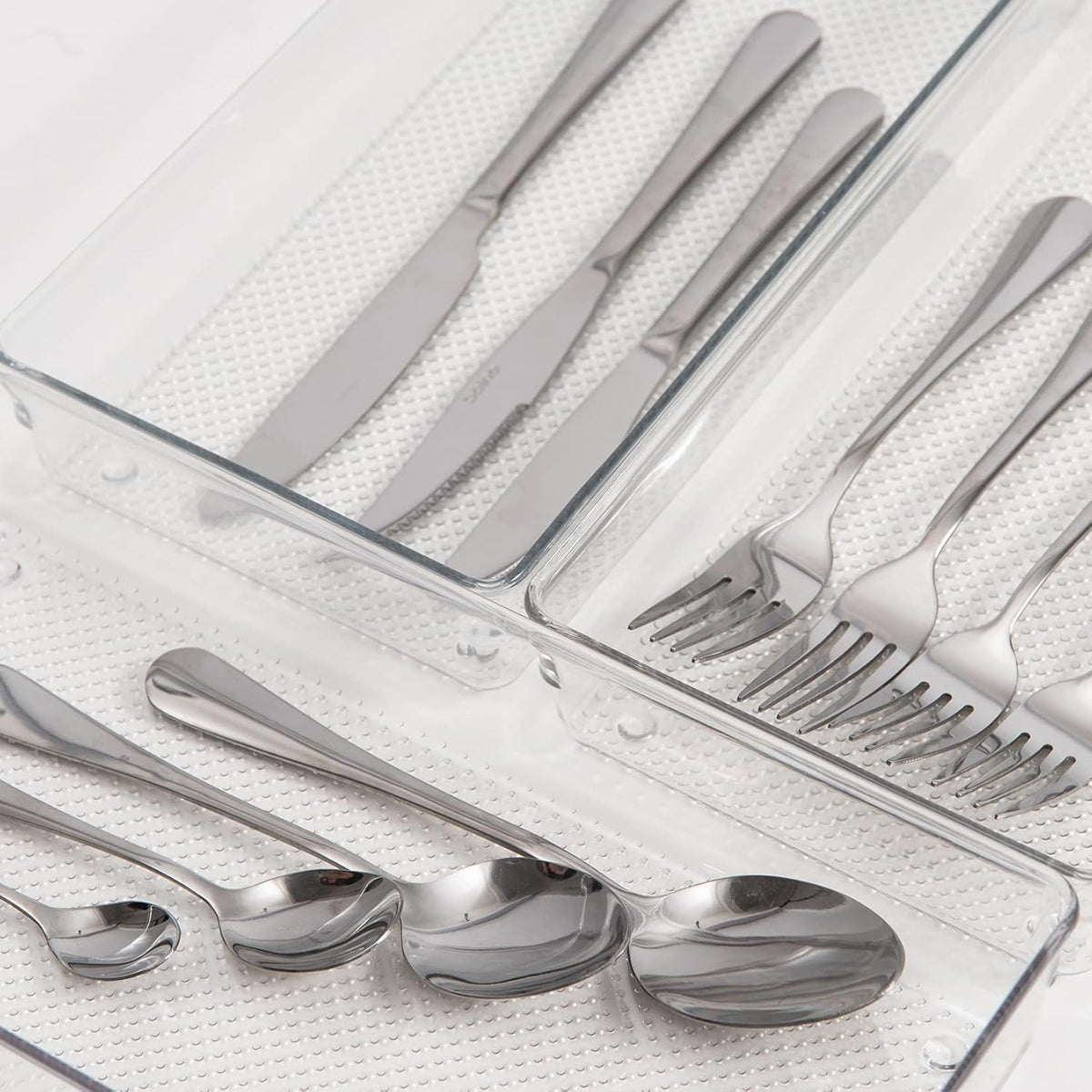 Large Clear Plastic Drawer Organizer Tray Cutlery Utensil Makeups Drawer Organizers 12" X 6"