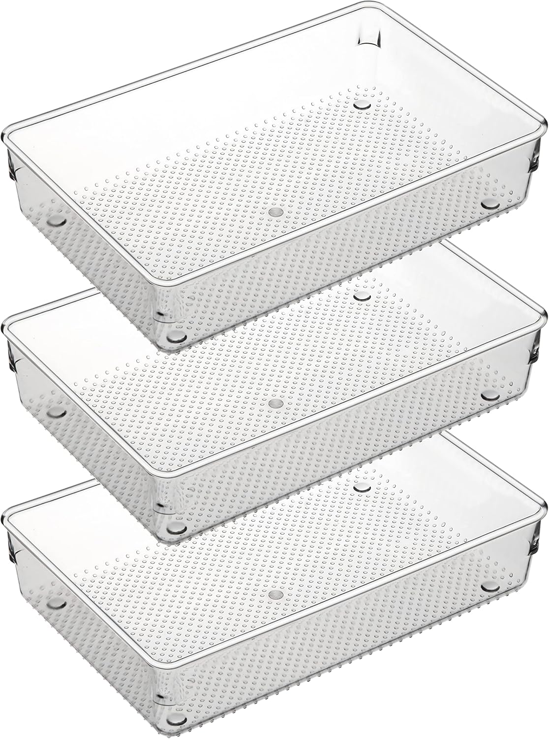 Large Clear Plastic Drawer Organizer Tray Cutlery Utensil Makeups Drawer Organizers 12" X 6"