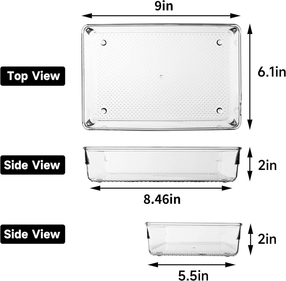 Large Clear Plastic Drawer Organizer Tray Cutlery Utensil Makeups Drawer Organizers 12" X 6"