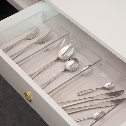 Large Clear Plastic Drawer Organizer Tray Cutlery Utensil Makeups Drawer Organizers 12" X 6"