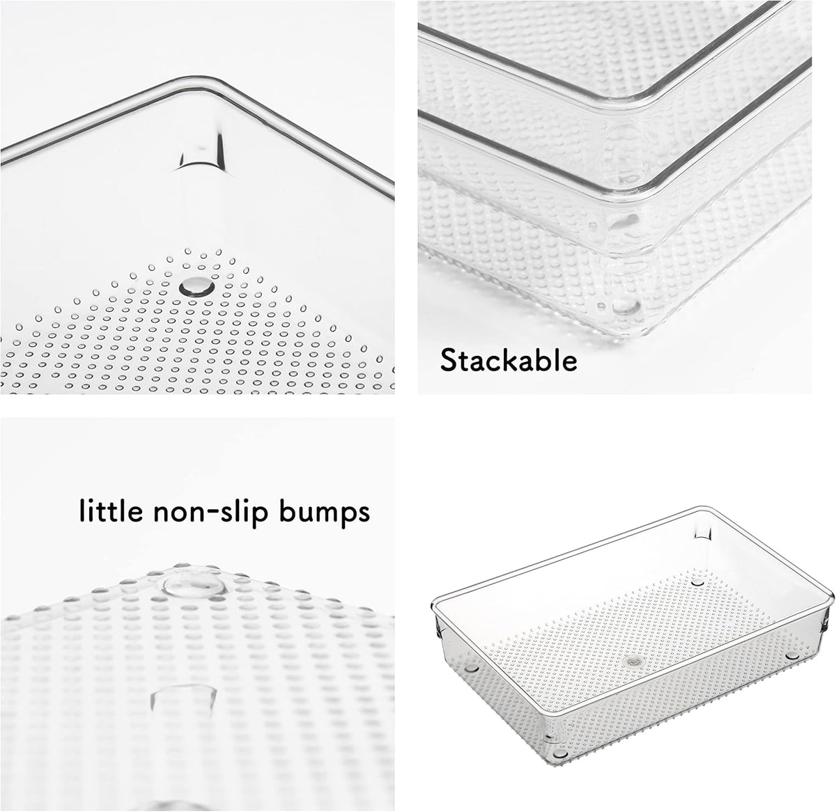 Large Clear Plastic Drawer Organizer Tray Cutlery Utensil Makeups Drawer Organizers 12" X 6"