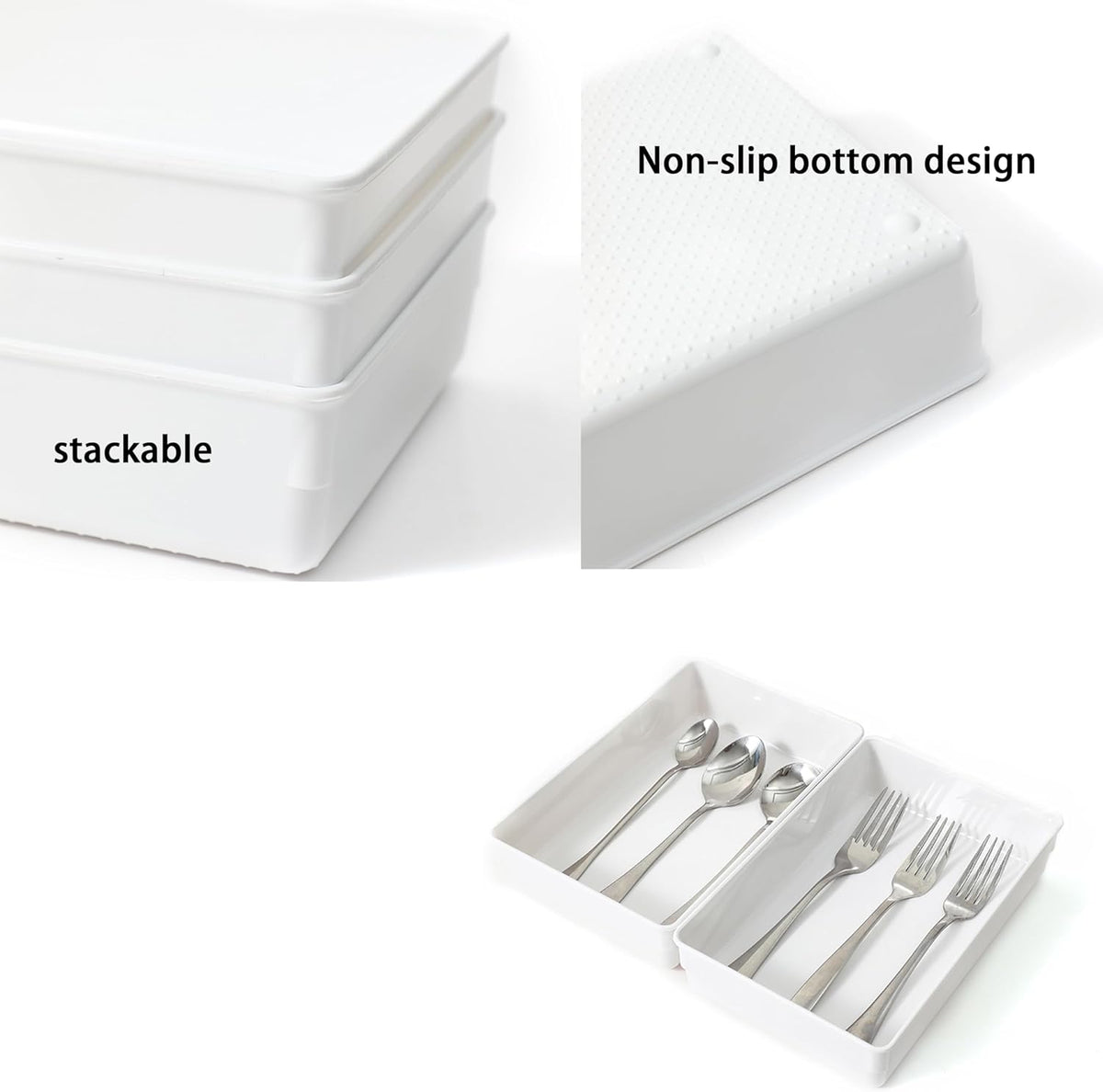 Large Clear Plastic Drawer Organizer Tray Cutlery Utensil Makeups Drawer Organizers 12" X 6"
