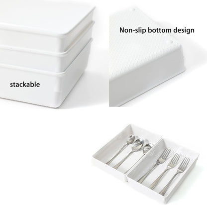 Large Clear Plastic Drawer Organizer Tray Cutlery Utensil Makeups Drawer Organizers 12" X 6"