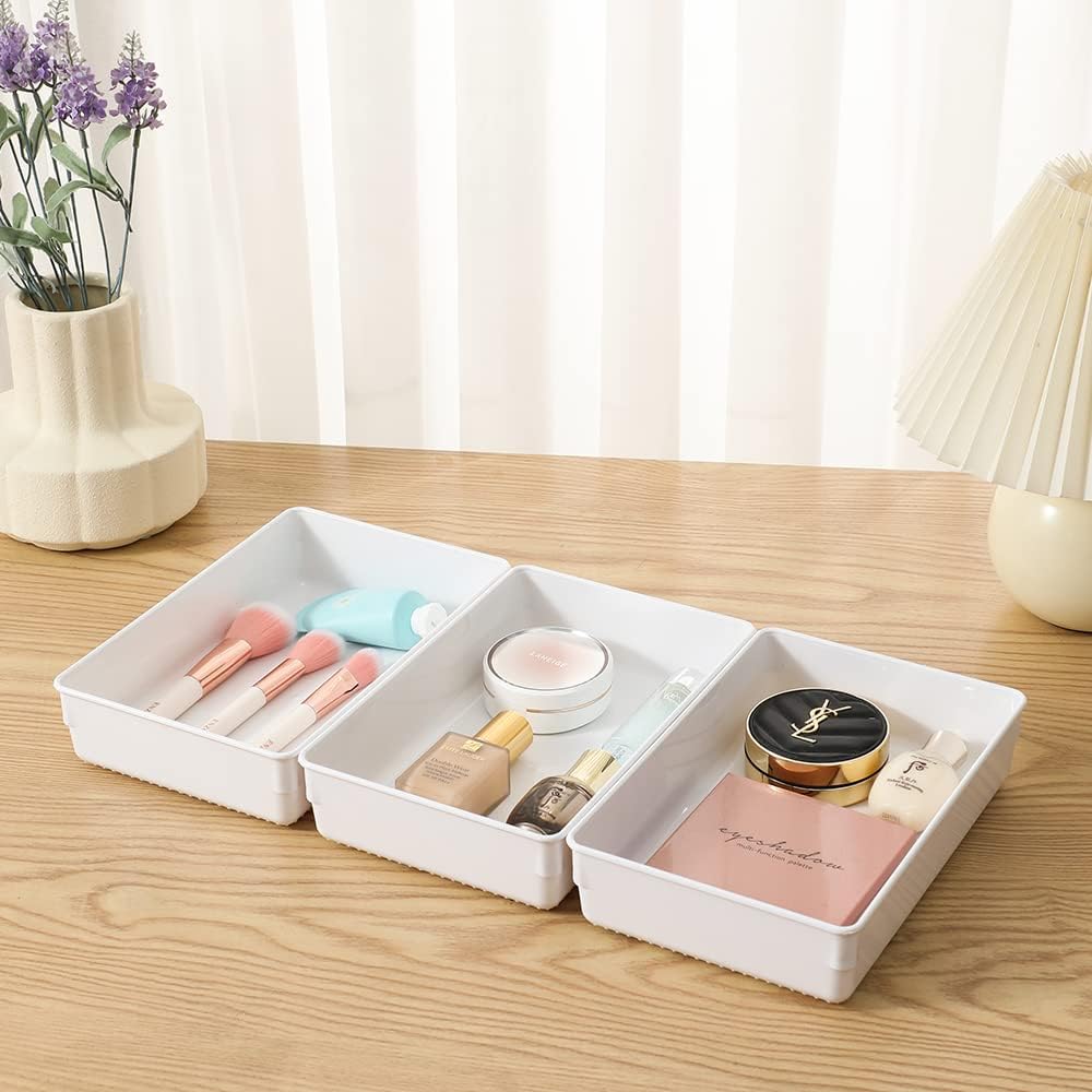 Large Clear Plastic Drawer Organizer Tray Cutlery Utensil Makeups Drawer Organizers 12" X 6"