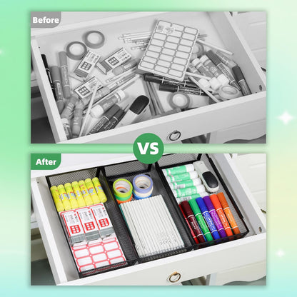 Large Clear Plastic Drawer Organizer Tray Cutlery Utensil Makeups Drawer Organizers 12" X 6"