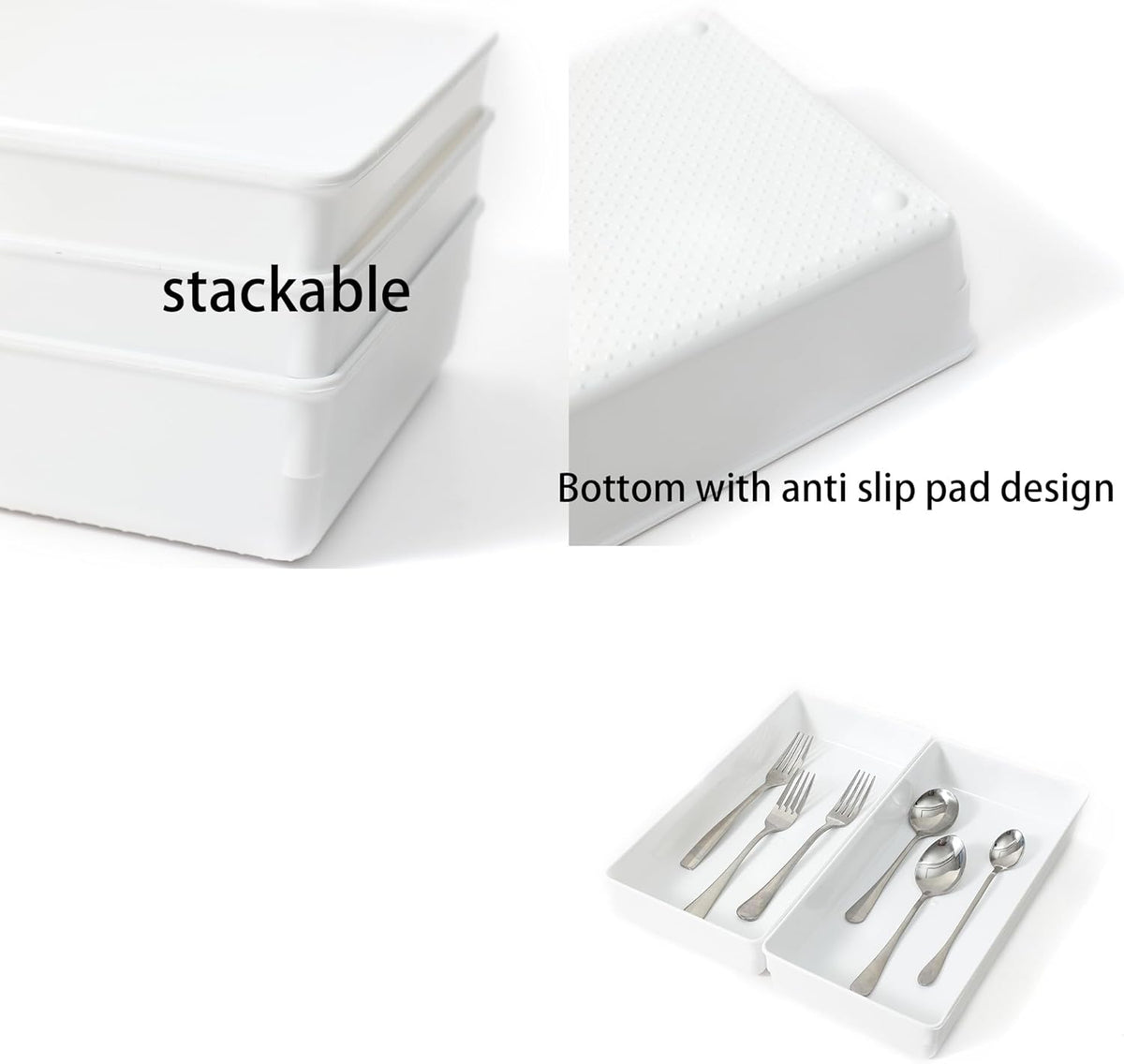 Large Clear Plastic Drawer Organizer Tray Cutlery Utensil Makeups Drawer Organizers 12" X 6"
