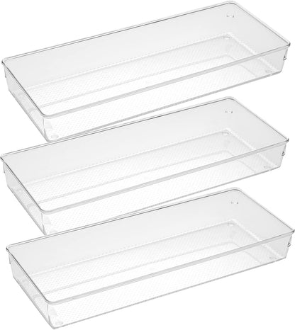 Large Clear Plastic Drawer Organizer Tray Cutlery Utensil Makeups Drawer Organizers 12" X 6"