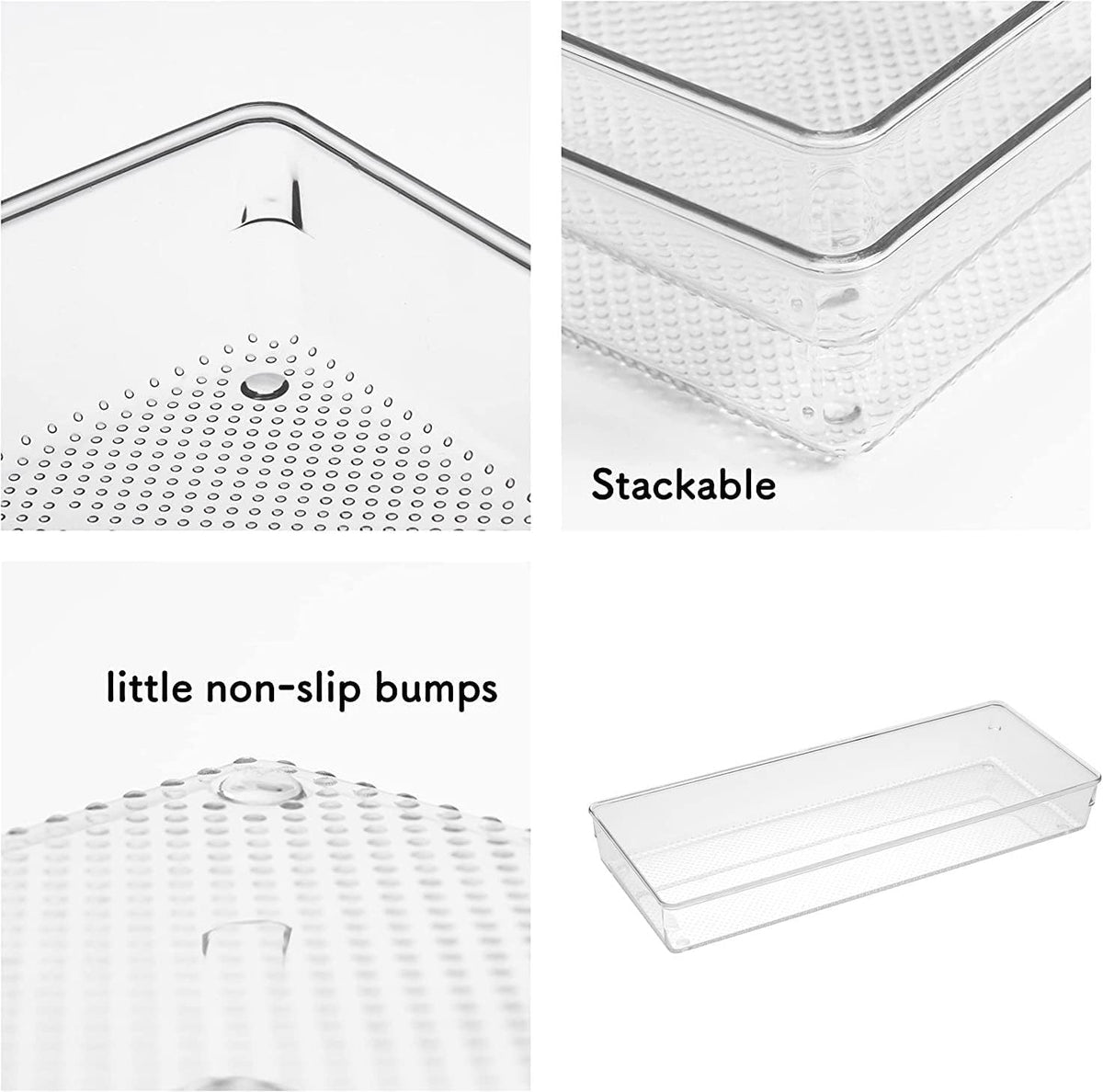 Large Clear Plastic Drawer Organizer Tray Cutlery Utensil Makeups Drawer Organizers 12" X 6"