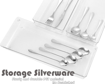 Large Clear Plastic Drawer Organizer Tray Cutlery Utensil Makeups Drawer Organizers 12" X 6"