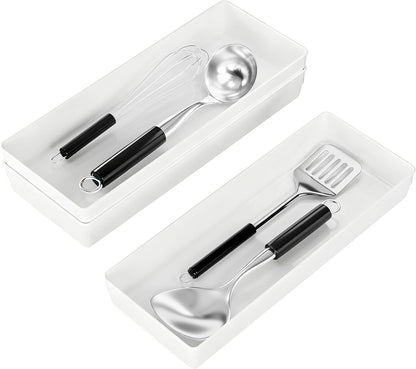 Large Clear Plastic Drawer Organizer Tray Cutlery Utensil Makeups Drawer Organizers 12" X 6"