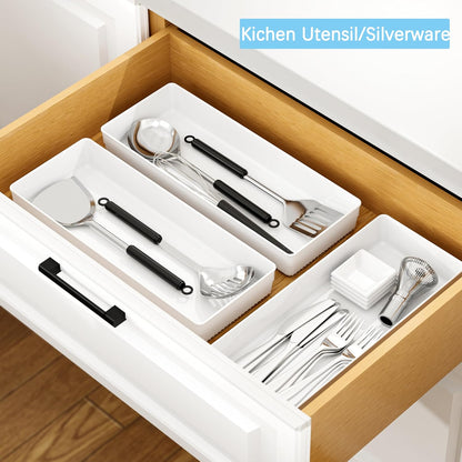 Large Clear Plastic Drawer Organizer Tray Cutlery Utensil Makeups Drawer Organizers 12" X 6"