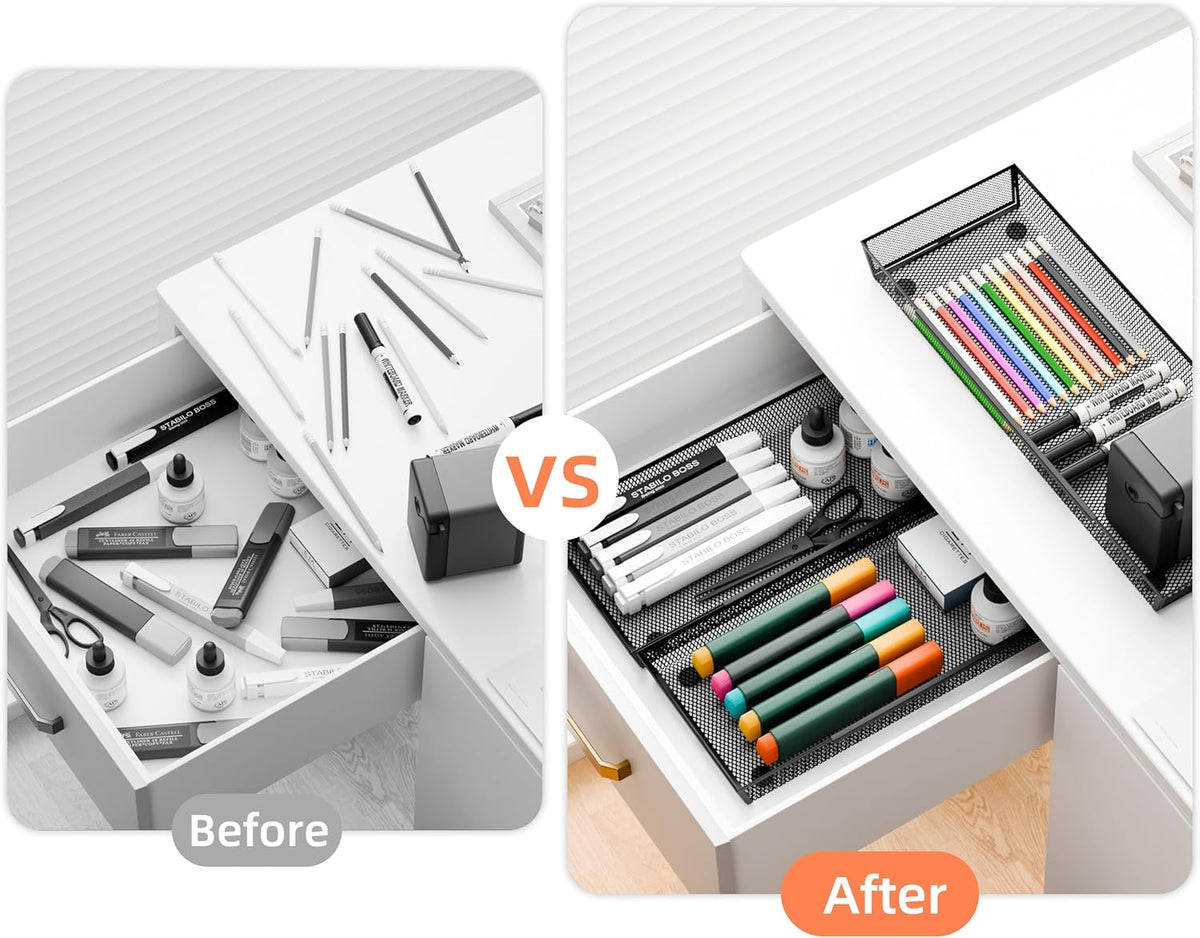 Large Clear Plastic Drawer Organizer Tray Cutlery Utensil Makeups Drawer Organizers 12" X 6"