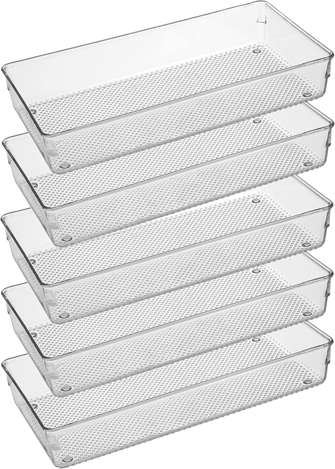 Large Clear Plastic Drawer Organizer Tray Cutlery Utensil Makeups Drawer Organizers 12" X 6"