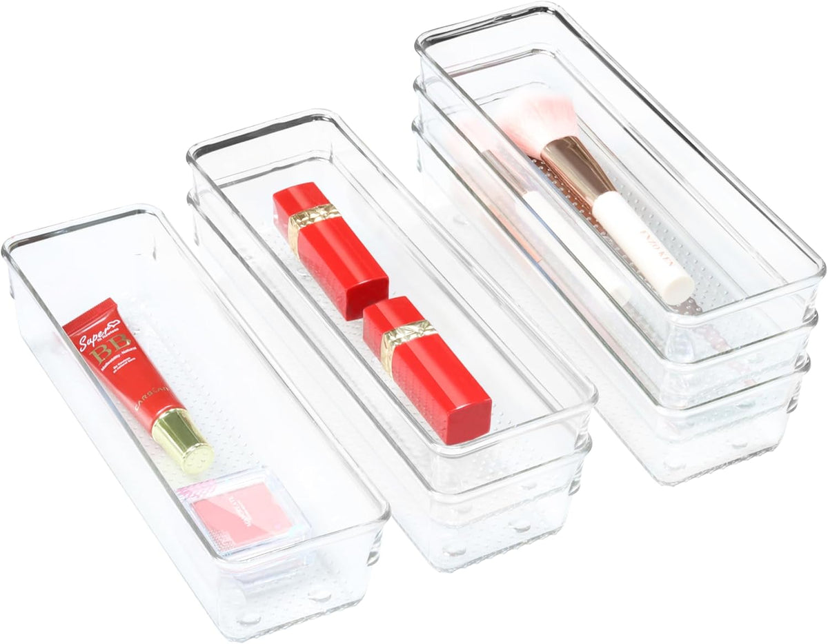 Large Clear Plastic Drawer Organizer Tray Cutlery Utensil Makeups Drawer Organizers 12" X 6"