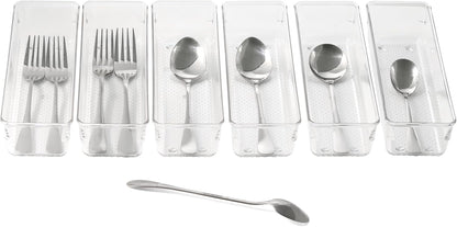 Large Clear Plastic Drawer Organizer Tray Cutlery Utensil Makeups Drawer Organizers 12" X 6"