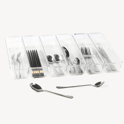 Large Clear Plastic Drawer Organizer Tray Cutlery Utensil Makeups Drawer Organizers 12" X 6"
