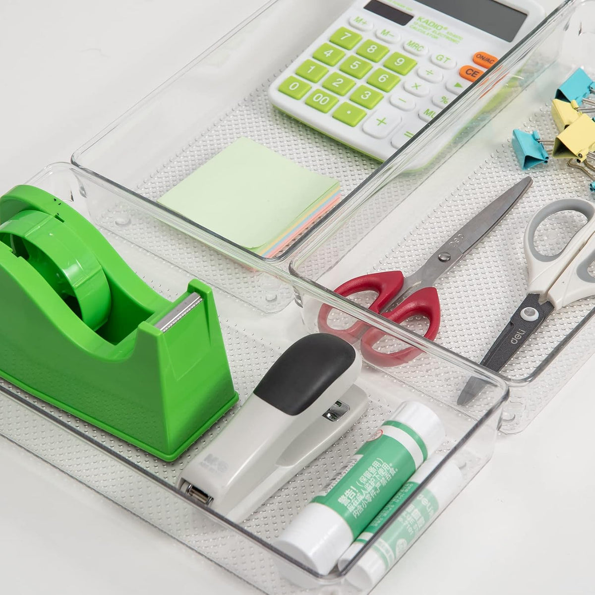 Large Clear Plastic Drawer Organizer Tray Cutlery Utensil Makeups Drawer Organizers 12" X 6"