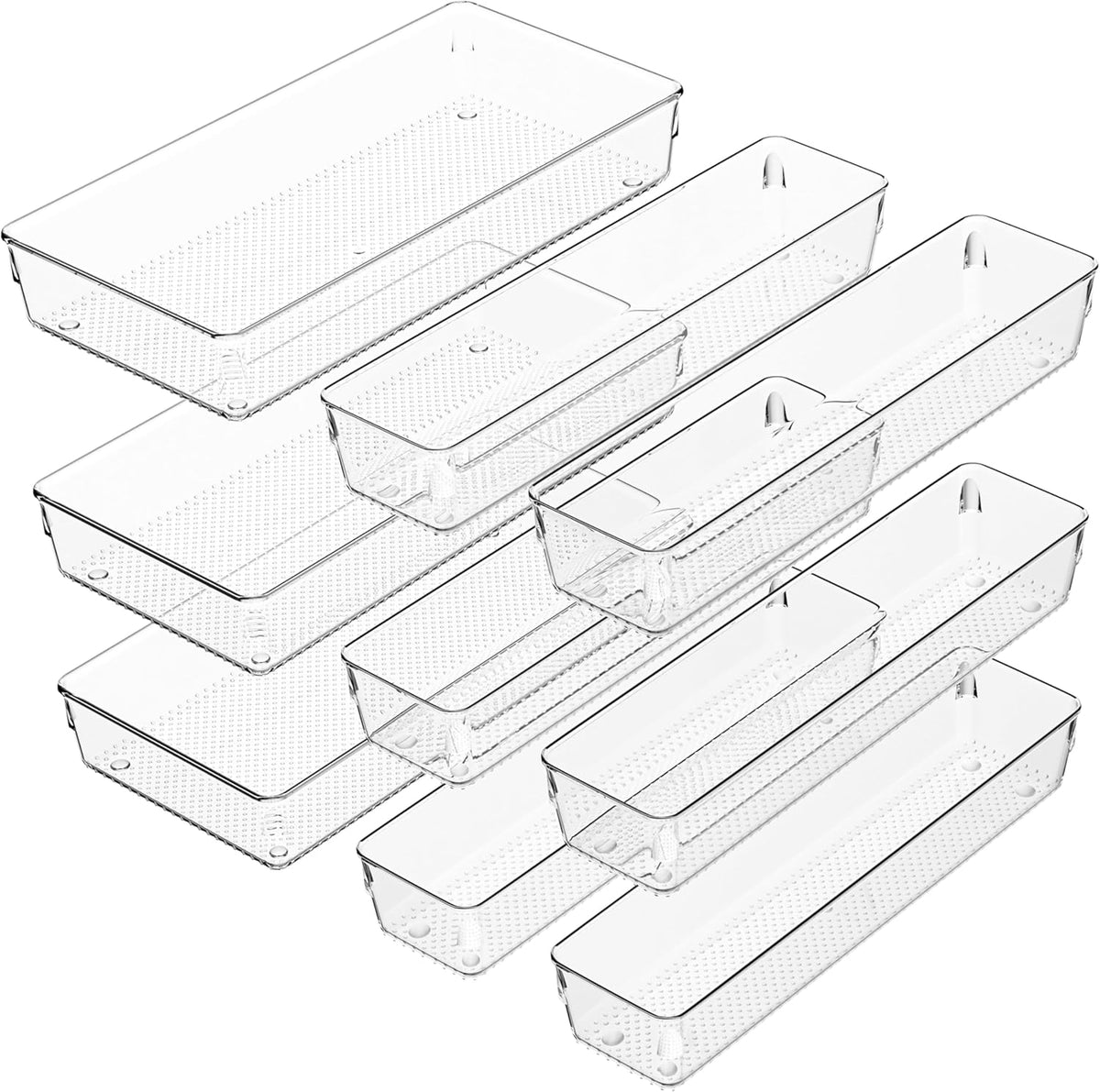 Large Clear Plastic Drawer Organizer Tray Cutlery Utensil Makeups Drawer Organizers 12" X 6"