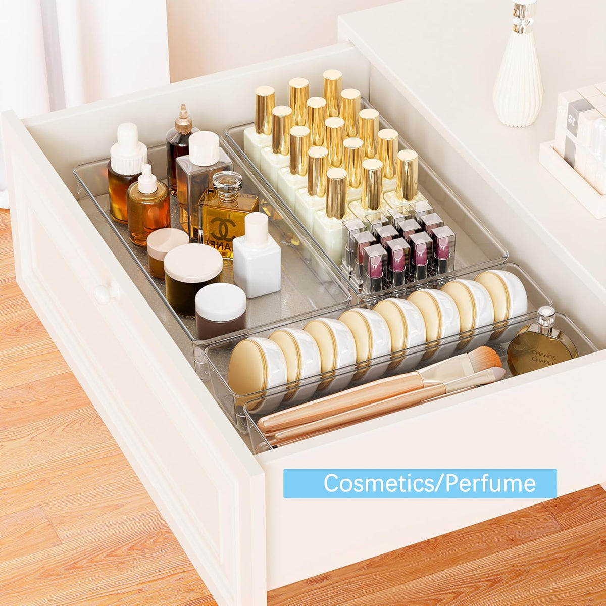 Large Clear Plastic Drawer Organizer Tray Cutlery Utensil Makeups Drawer Organizers 12" X 6"