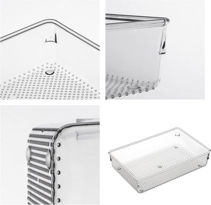 Large Clear Plastic Drawer Organizer Tray Cutlery Utensil Makeups Drawer Organizers 12" X 6"