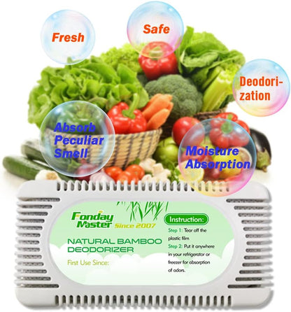 2Packs Bamboo Charcoal Refrigerator Deodorizer, Odor Eliminator