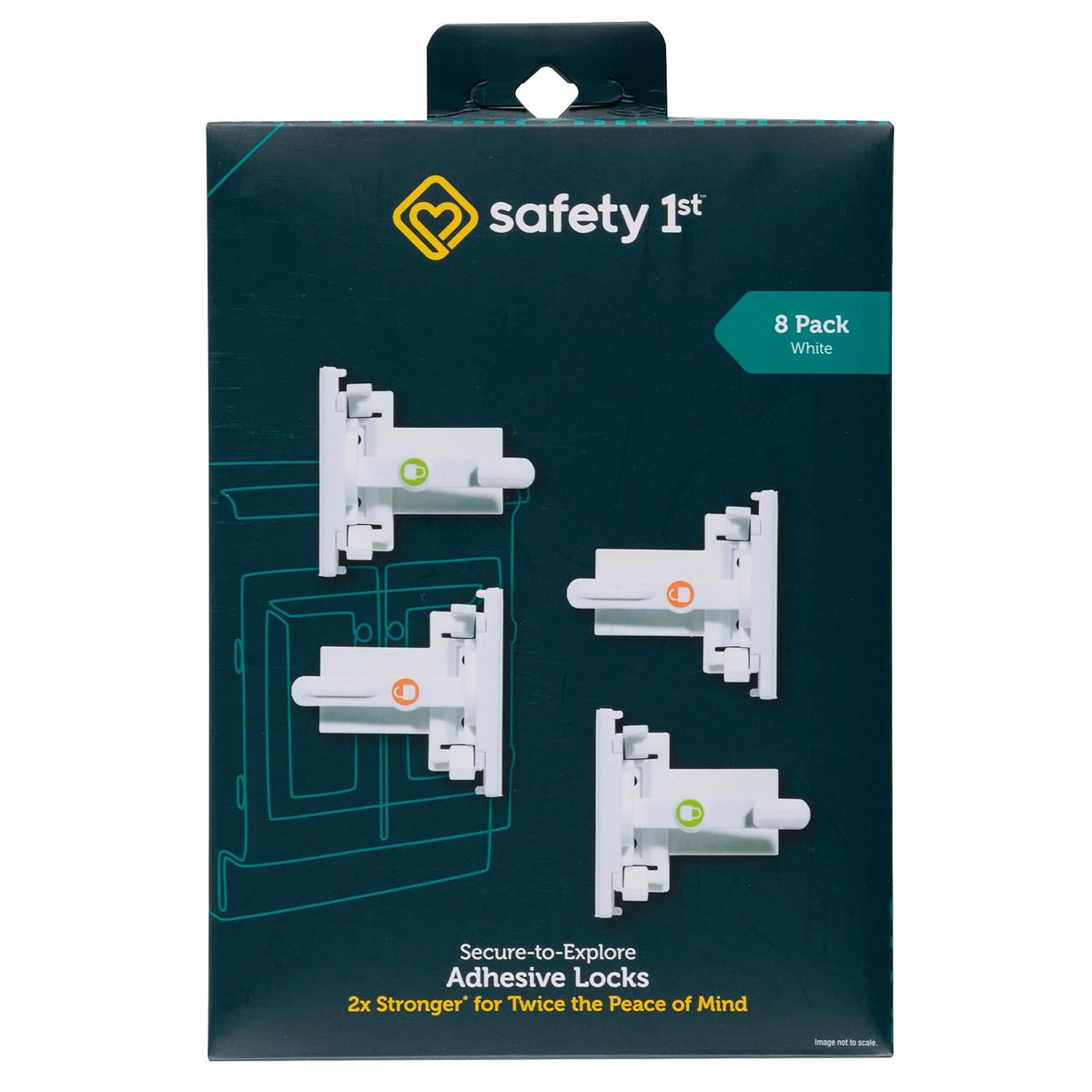 Secure-to-Explore Adhesive Cabinet Locks Baby Proofing, Child Locks for Cabinets and Drawers (4 Locks), White