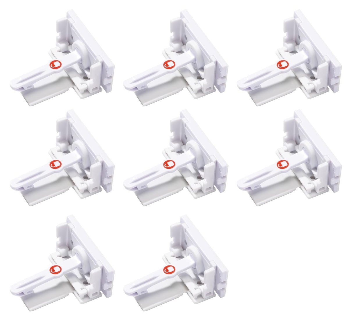 Secure-to-Explore Adhesive Cabinet Locks Baby Proofing, Child Locks for Cabinets and Drawers (4 Locks), White