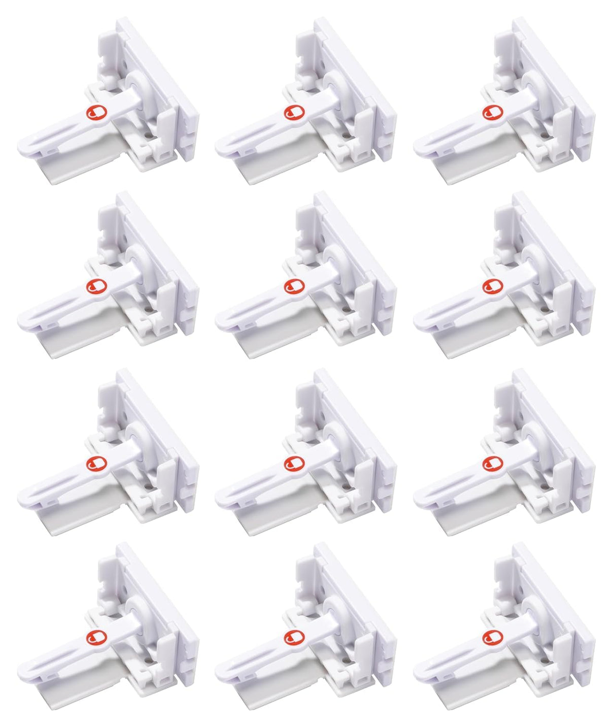 Secure-to-Explore Adhesive Cabinet Locks Baby Proofing, Child Locks for Cabinets and Drawers (4 Locks), White