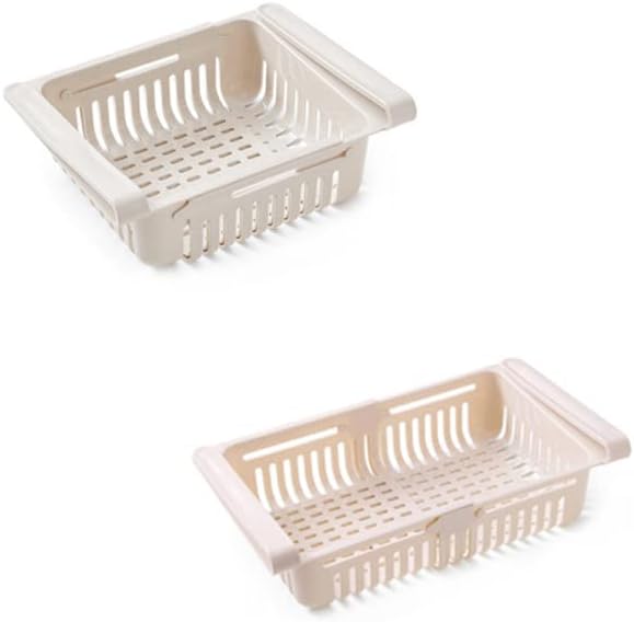 Refrigerator Drawer,8.1x6.5x3.0in Retractable Fridge Organizer Drawer PP Freezer Shelf Basket Extendable Fresh Support Keeper for Fruit, Drinks, Meat, Vegetables (Light Blue 20.5*16.4*7.6)
