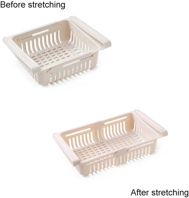 Refrigerator Drawer,8.1x6.5x3.0in Retractable Fridge Organizer Drawer PP Freezer Shelf Basket Extendable Fresh Support Keeper for Fruit, Drinks, Meat, Vegetables (Light Blue 20.5*16.4*7.6)