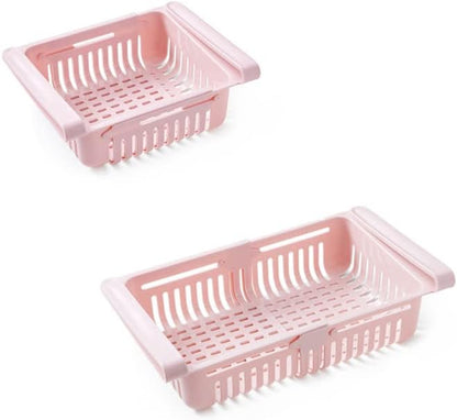 Refrigerator Drawer,8.1x6.5x3.0in Retractable Fridge Organizer Drawer PP Freezer Shelf Basket Extendable Fresh Support Keeper for Fruit, Drinks, Meat, Vegetables (Light Blue 20.5*16.4*7.6)