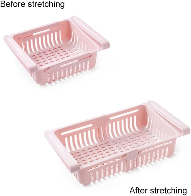 Refrigerator Drawer,8.1x6.5x3.0in Retractable Fridge Organizer Drawer PP Freezer Shelf Basket Extendable Fresh Support Keeper for Fruit, Drinks, Meat, Vegetables (Light Blue 20.5*16.4*7.6)