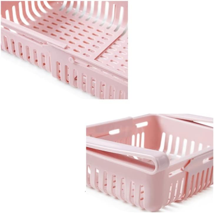 Refrigerator Drawer,8.1x6.5x3.0in Retractable Fridge Organizer Drawer PP Freezer Shelf Basket Extendable Fresh Support Keeper for Fruit, Drinks, Meat, Vegetables (Light Blue 20.5*16.4*7.6)