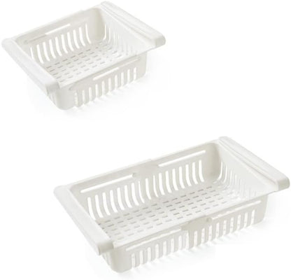 Refrigerator Drawer,8.1x6.5x3.0in Retractable Fridge Organizer Drawer PP Freezer Shelf Basket Extendable Fresh Support Keeper for Fruit, Drinks, Meat, Vegetables (Light Blue 20.5*16.4*7.6)