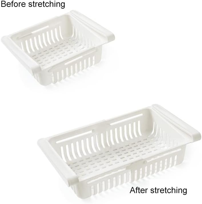 Refrigerator Drawer,8.1x6.5x3.0in Retractable Fridge Organizer Drawer PP Freezer Shelf Basket Extendable Fresh Support Keeper for Fruit, Drinks, Meat, Vegetables (Light Blue 20.5*16.4*7.6)
