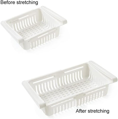 Refrigerator Drawer,8.1x6.5x3.0in Retractable Fridge Organizer Drawer PP Freezer Shelf Basket Extendable Fresh Support Keeper for Fruit, Drinks, Meat, Vegetables (Light Blue 20.5*16.4*7.6)
