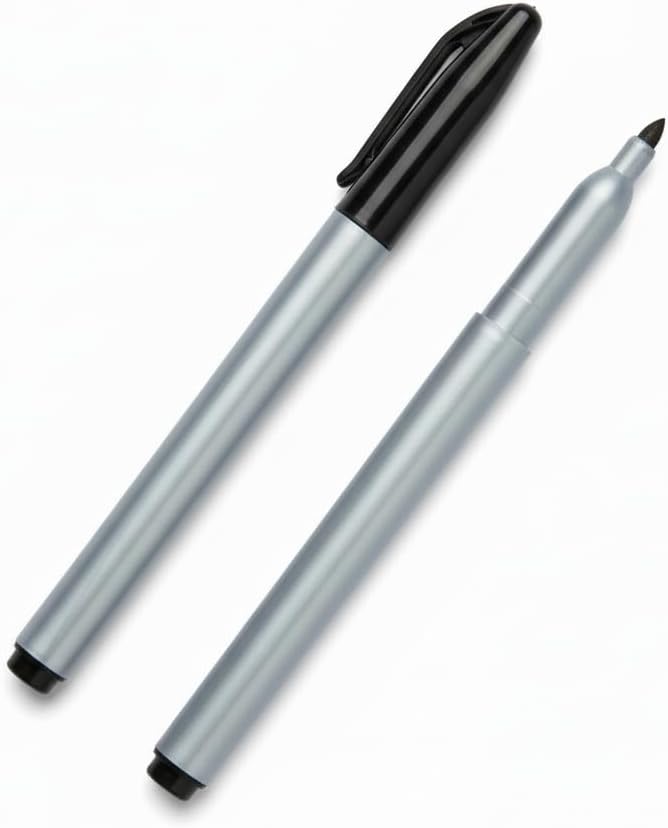 Permanent Freezer Marker Set of 2 – Waterproof Fast-Drying Black Ink Pens with Chisel Tip for Food Labeling, Fridge & Freezer Storage, Kitchen & Lab Use & General Organization.