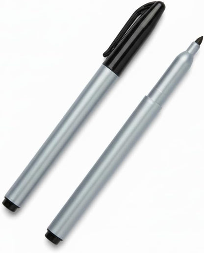 Permanent Freezer Marker Set of 2 – Waterproof Fast-Drying Black Ink Pens with Chisel Tip for Food Labeling, Fridge & Freezer Storage, Kitchen & Lab Use & General Organization.