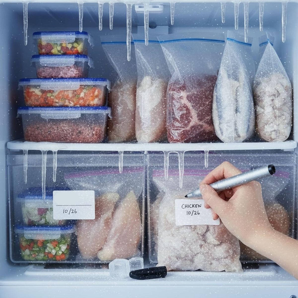 Permanent Freezer Marker Set of 2 – Waterproof Fast-Drying Black Ink Pens with Chisel Tip for Food Labeling, Fridge & Freezer Storage, Kitchen & Lab Use & General Organization.