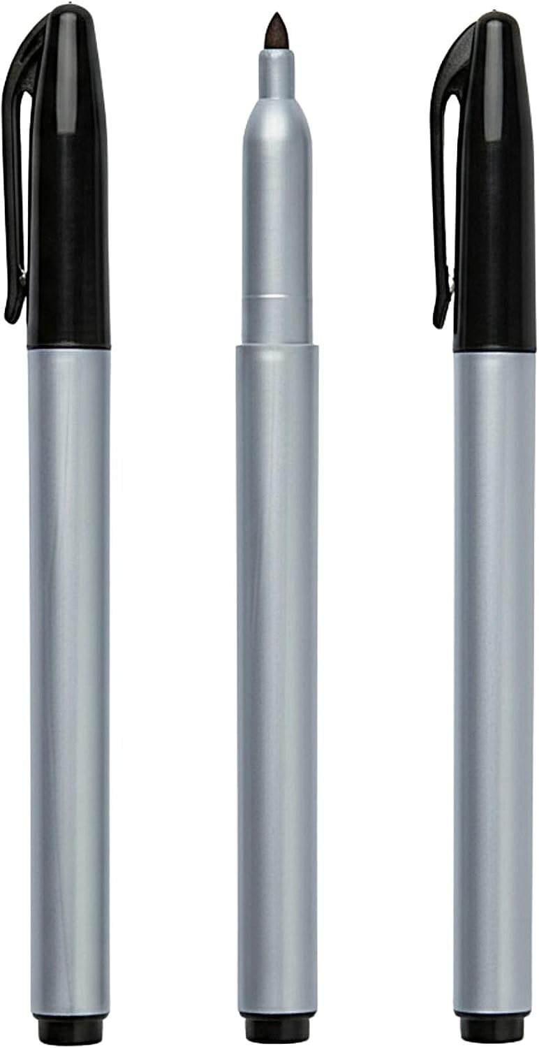 Permanent Freezer Marker Set of 2 – Waterproof Fast-Drying Black Ink Pens with Chisel Tip for Food Labeling, Fridge & Freezer Storage, Kitchen & Lab Use & General Organization.
