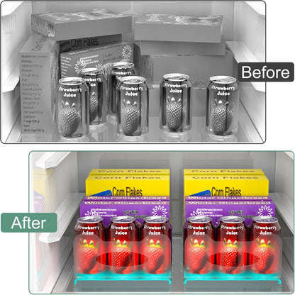 Freezer Organizer 12” Visible Fridge Organizer Rack with Removable Dividers and Handles, Freely Adjustable, Fits Refrigerator Frozen Meals, Lunch Meat Box, Cheeses(White)