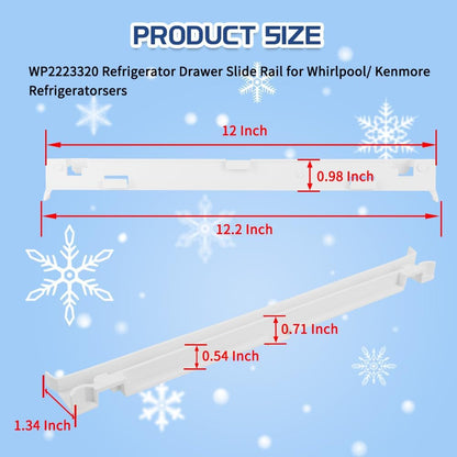 [Upgraded] WP2223320 Refrigerator Drawer Slide Rail fit for Whirlpool/Kenmore Refrigerators, Replace 2223320, 1016208, AH869557, EA869557, PS869557, 2 Pcs