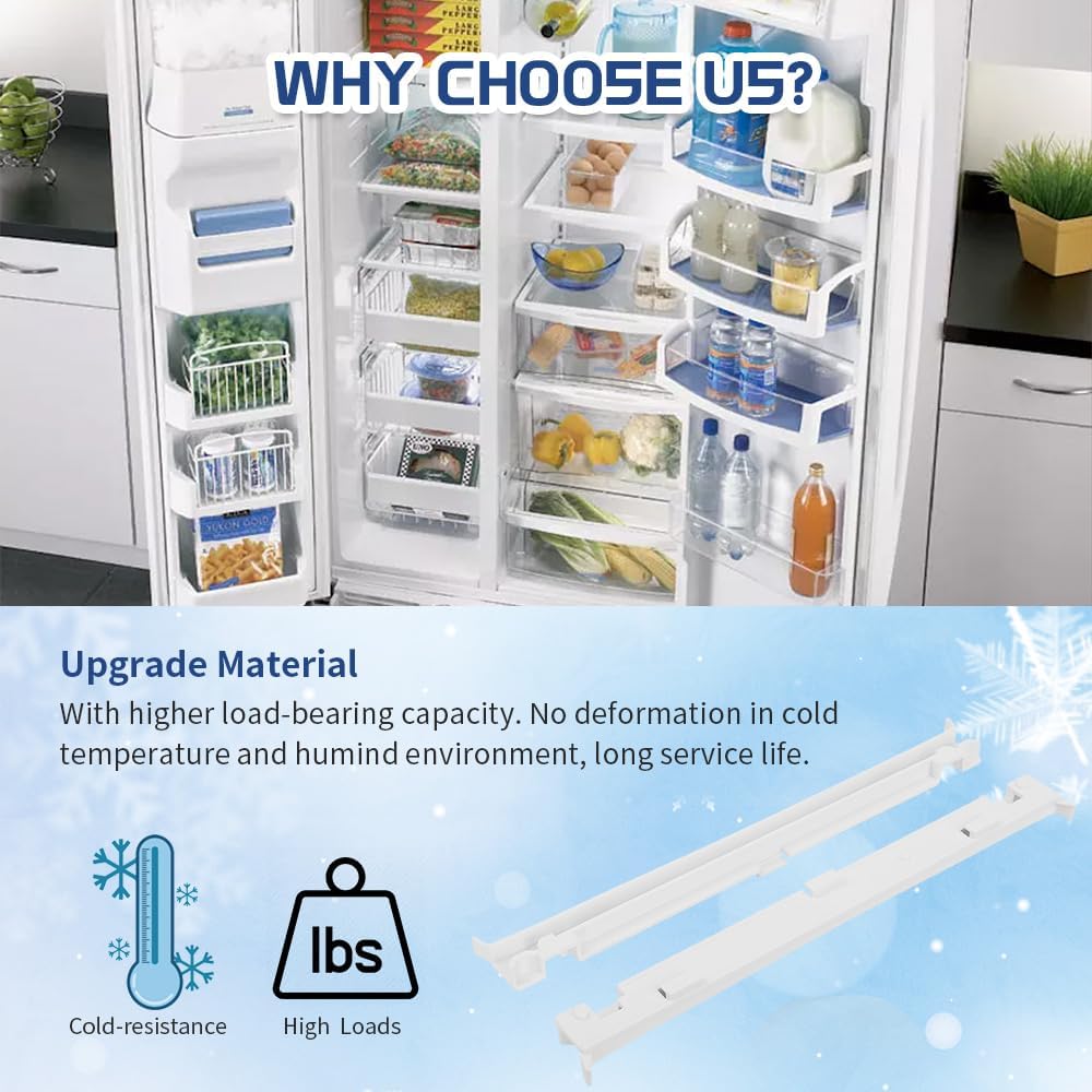 [Upgraded] WP2223320 Refrigerator Drawer Slide Rail fit for Whirlpool/Kenmore Refrigerators, Replace 2223320, 1016208, AH869557, EA869557, PS869557, 2 Pcs
