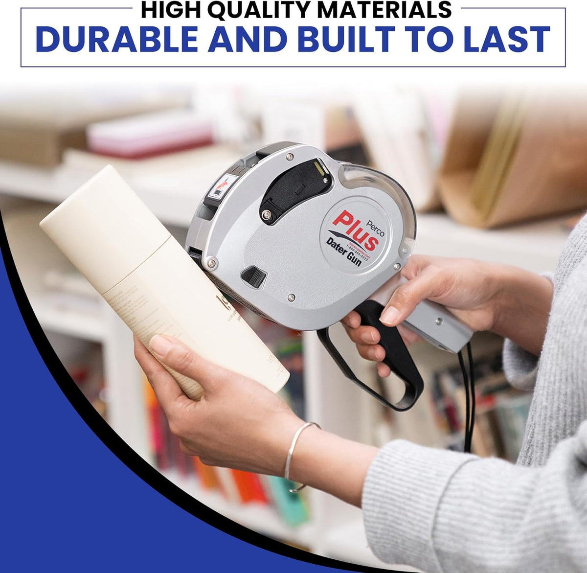 Plus 1-Line Date Marking Gun with Labels Kit - Compares to Monarch 1131-01 Band Includes 1-Line 8-Character Band Date Labeler Gun, 9,000 Blank White Labels, a Label Scraper, and an Extra Inker