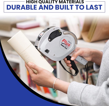 Plus 1-Line Date Marking Gun with Labels Kit - Compares to Monarch 1131-01 Band Includes 1-Line 8-Character Band Date Labeler Gun, 9,000 Blank White Labels, a Label Scraper, and an Extra Inker